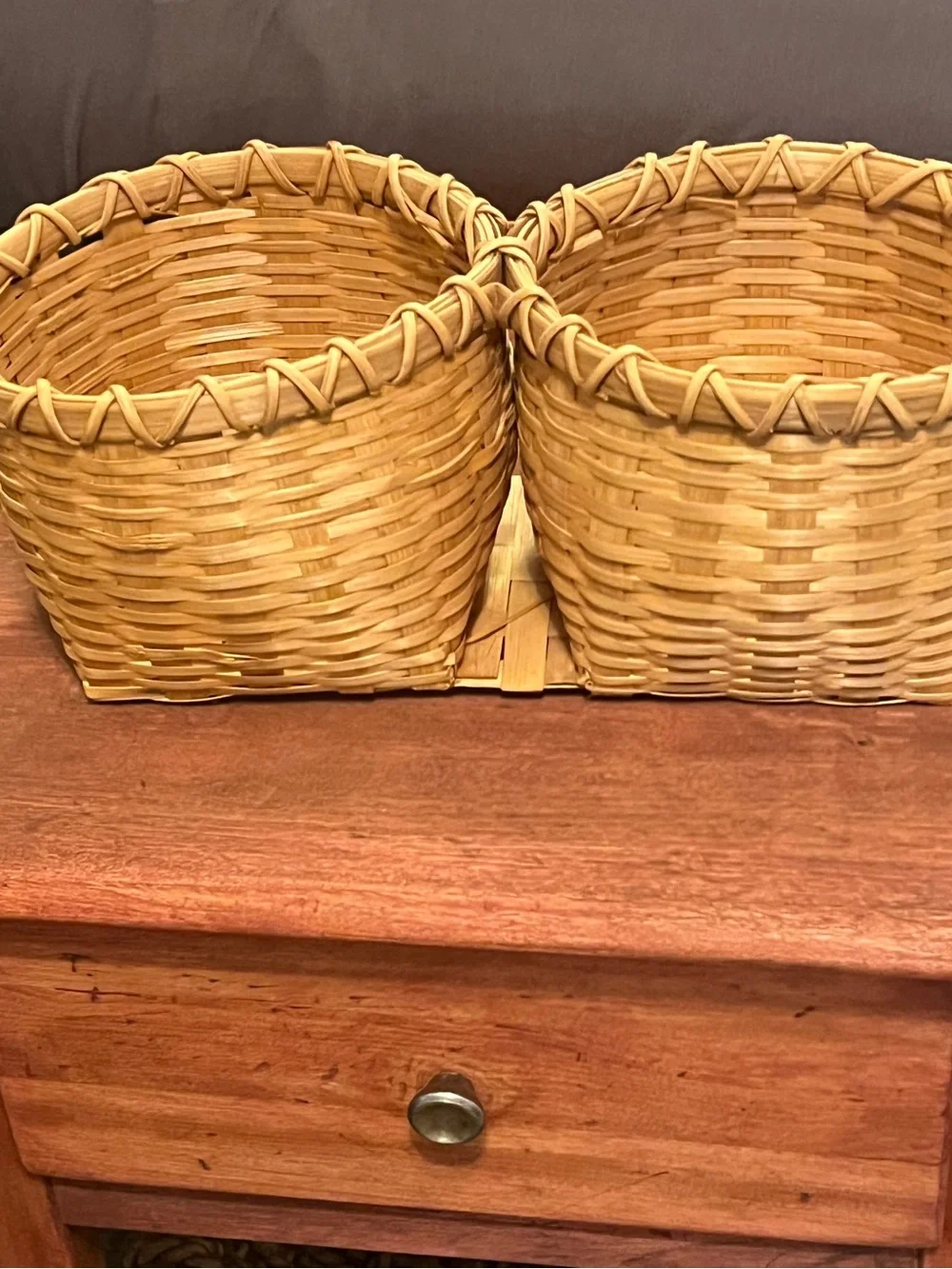 Handwoven Natural Rattan Storage Baskets - Tan